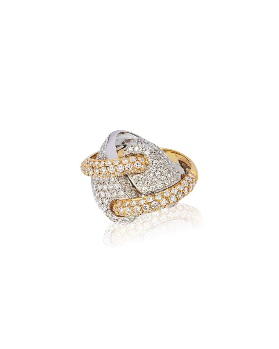 18k 2-Tone Gold Diamond Ring, Size 7.75